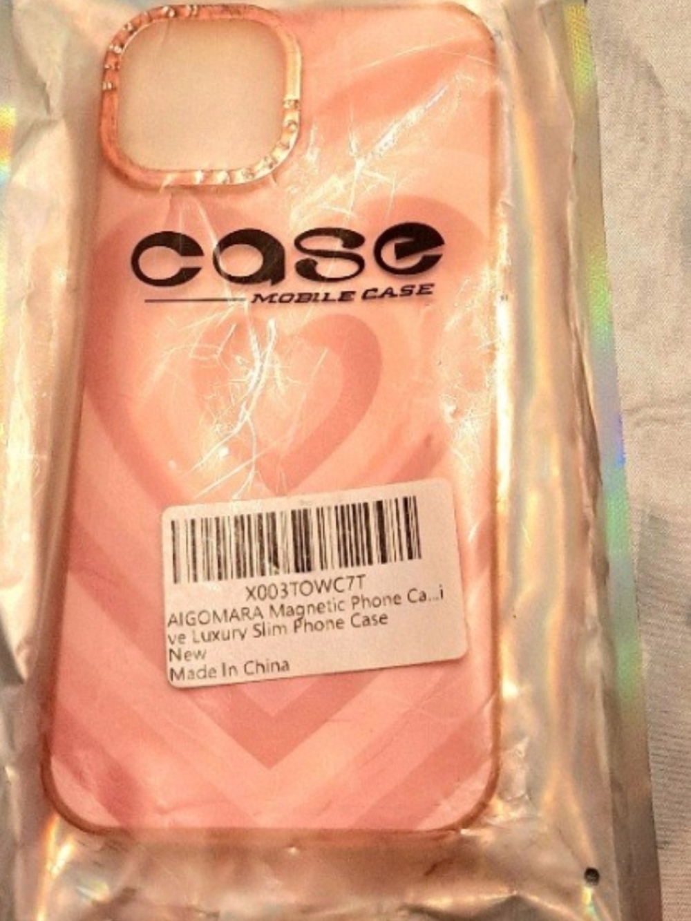 Pink heart magnetic iphone  13 luxary case open package